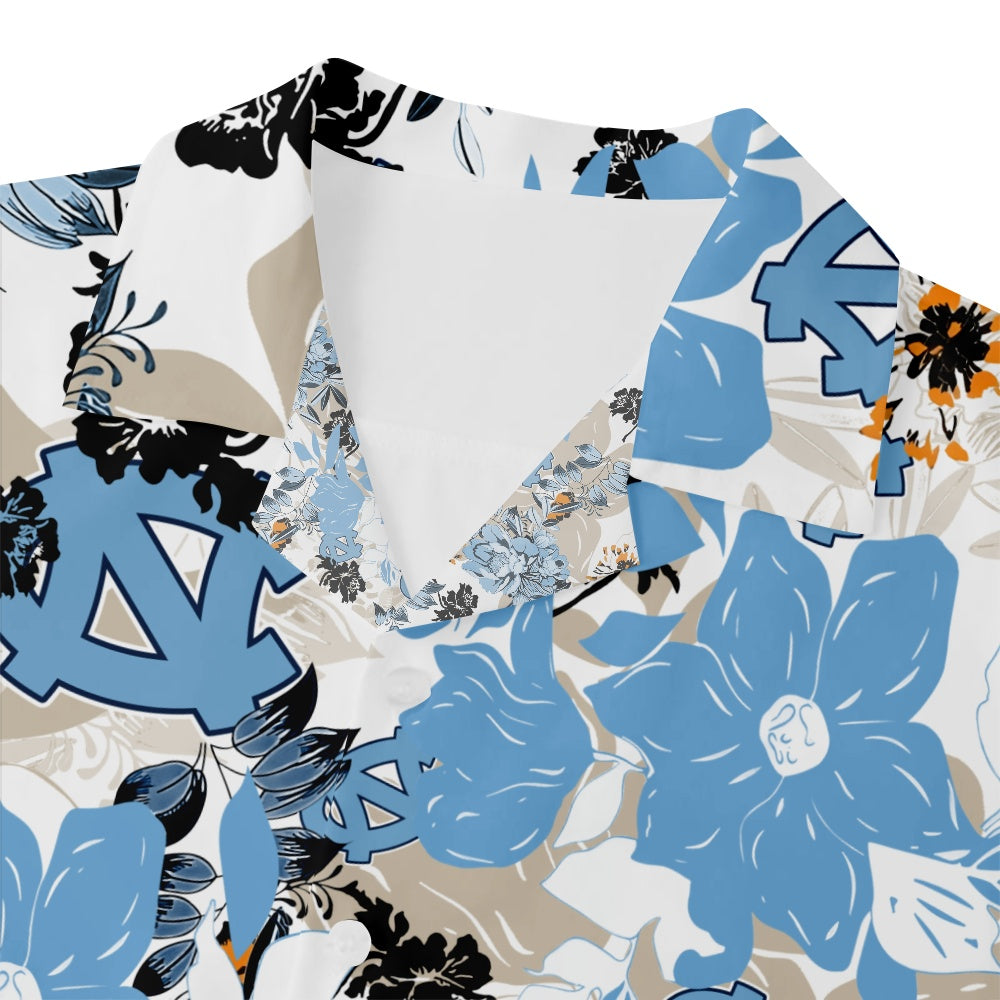 North Carolina Tar Heels Basketball Hawaiian Floral Print Short Sleeve ShortMens short sleeve shirts Big and tall Mens shirts Short sleeve shirts for men Mens 4xl shirts Casual short sleeve shirts