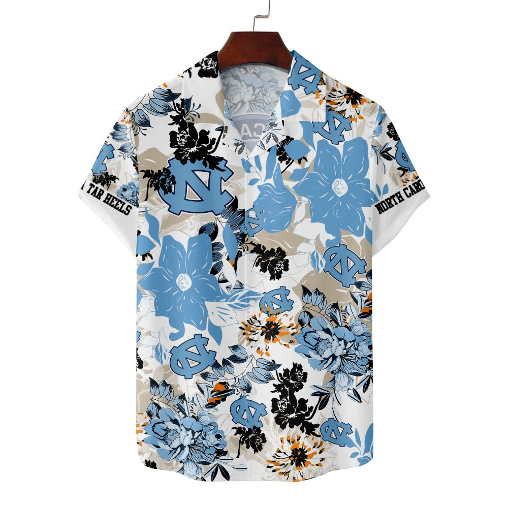 North Carolina Tar Heels Basketball Hawaiian Floral Print Short Sleeve ShortMens short sleeve shirts Big and tall Mens shirts Short sleeve shirts for men Mens 4xl shirts Casual short sleeve shirts