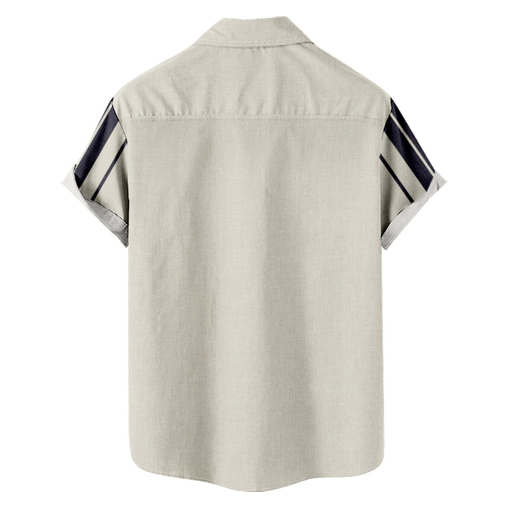 Men's Everyday Simple Striped Short Sleeve Shirt with Chest PocketMens short sleeve shirts Big and tall Mens shirts Short sleeve shirts for men Mens 4xl shirts Casual short sleeve shirts