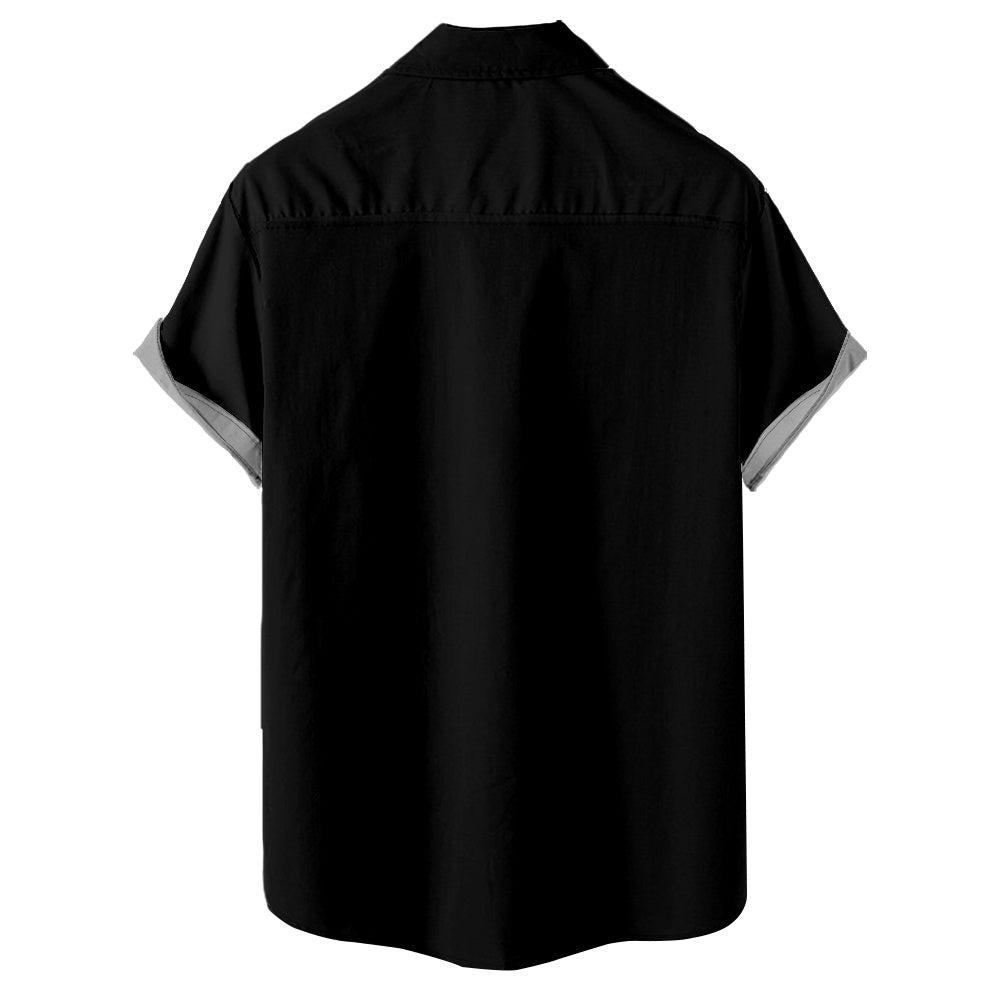 Men's Music Bowling Short Sleeve Shirt with Chest PocketMens short sleeve shirts Big and tall Mens shirts Short sleeve shirts for men Mens 4xl shirts Casual short sleeve shirts