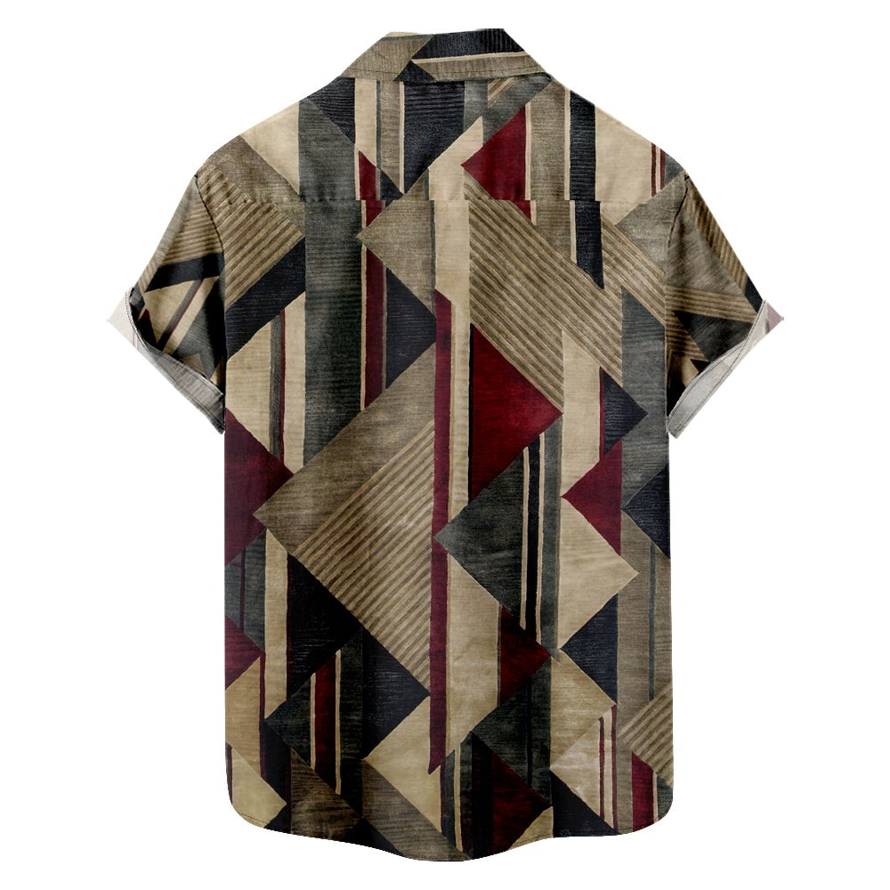 Men's Geometric Pattern Shirt with Chest PocketMens short sleeve shirts Big and tall Mens shirts Short sleeve shirts for men Mens 4xl shirts Casual short sleeve shirts