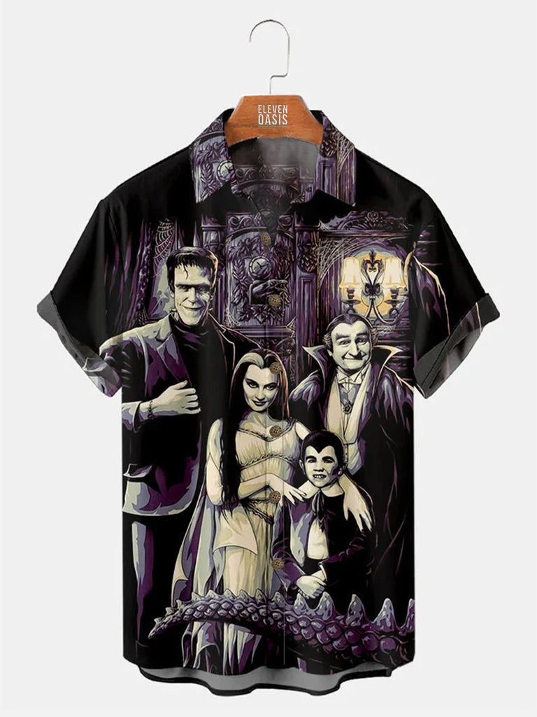 Halloween Classic Monster Men's Short Sleeve ShirtMens short sleeve shirts Big and tall Mens shirts Short sleeve shirts for men Mens 4xl shirts Casual short sleeve shirts