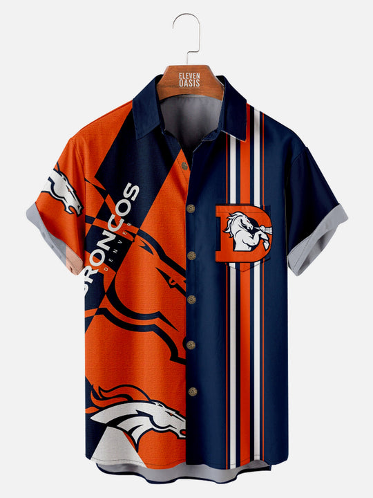 Denver Broncos Stripe Men's Short Sleeve ShirtMens short sleeve shirts Big and tall Mens shirts Short sleeve shirts for men Mens 4xl shirts Casual short sleeve shirts