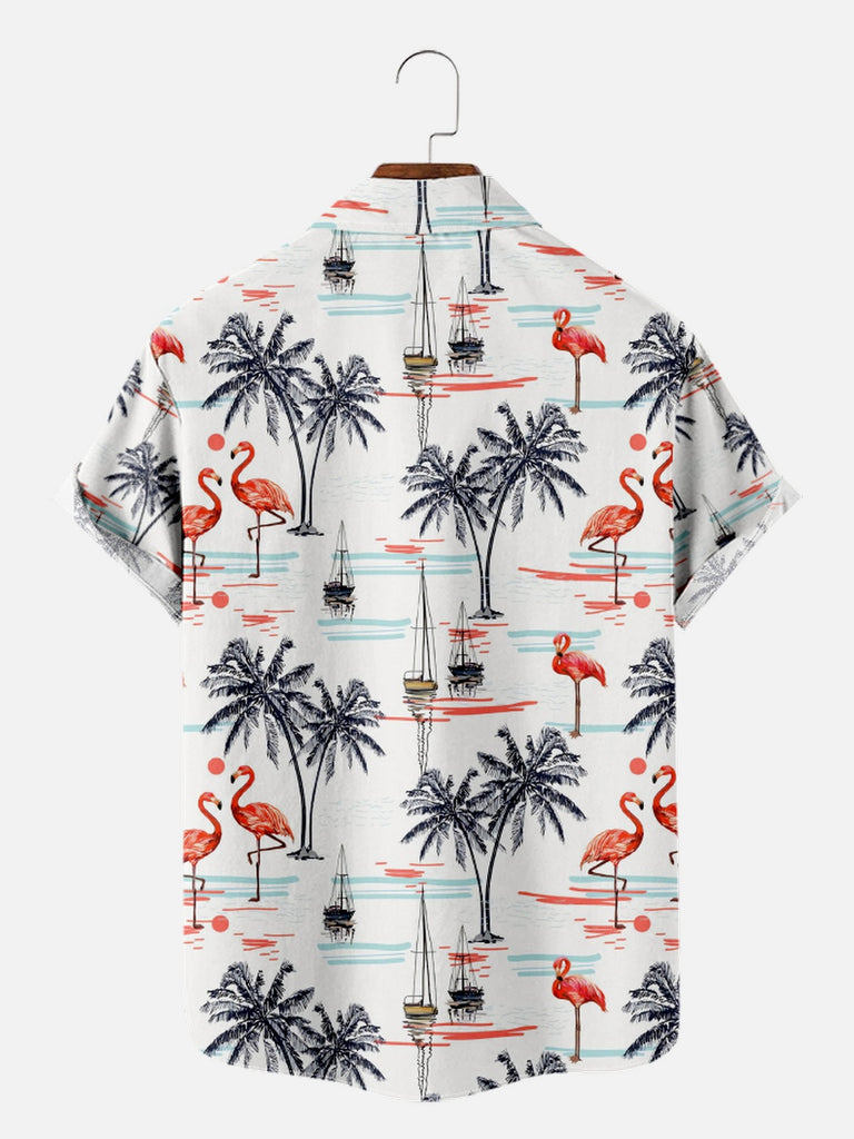 Men's Beach Flamingo Vacay Style Casual Short Sleeve ShirtMens short sleeve shirts Big and tall Mens shirts Short sleeve shirts for men Mens 4xl shirts Casual short sleeve shirts