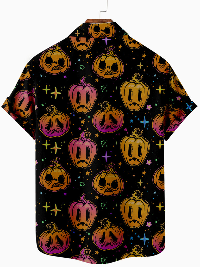 Halloween Aggrieved Pumpkin Men's Casual Short-Sleeve ShirtMens short sleeve shirts Big and tall Mens shirts Short sleeve shirts for men Mens 4xl shirts Casual short sleeve shirts