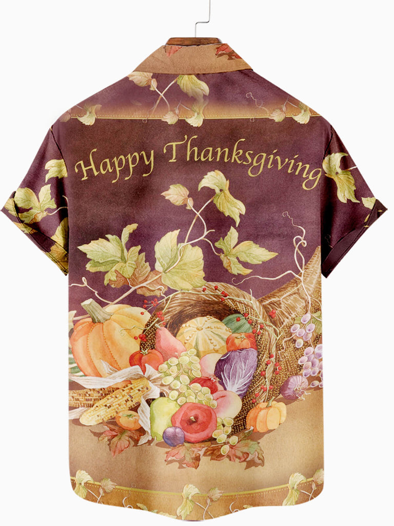 Happy Thanksgiving Men's Short Sleeve ShirtMens short sleeve shirts Big and tall Mens shirts Short sleeve shirts for men Mens 4xl shirts Casual short sleeve shirts