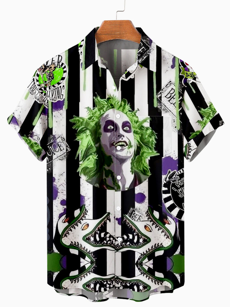 Halloween Horror Joker Men's Short Sleeve Shirt White / M