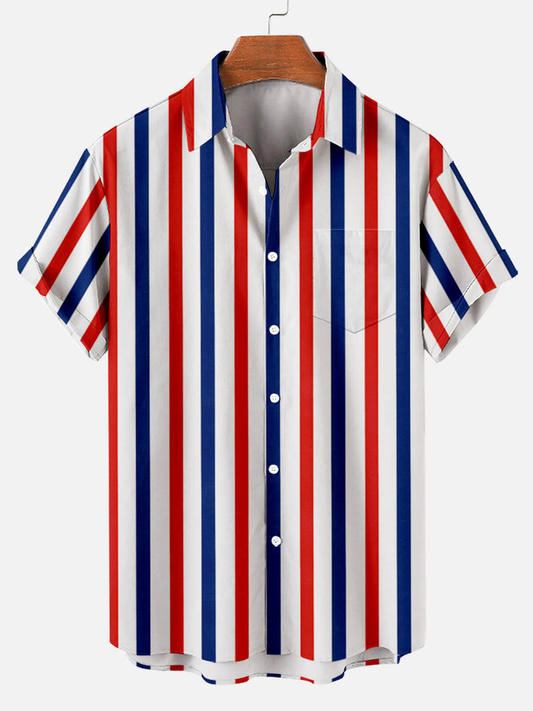 Color StripesMen's Short Sleeve Shirt Red / M