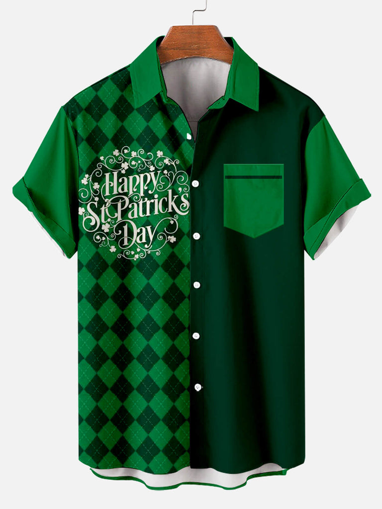 St. Patrick's Day Men's Short Sleeve Shirt Green / MMens short sleeve shirts Big and tall Mens shirts Short sleeve shirts for men Mens 4xl shirts Casual short sleeve shirts