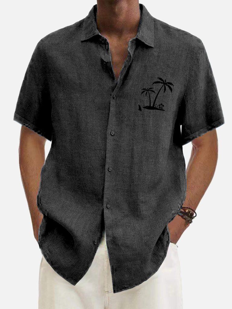 Hawaiian Coconut Tree Cowboy's Men's Short Sleeve Tops Cement / MMens short sleeve shirts Big and tall Mens shirts Short sleeve shirts for men Mens 4xl shirts Casual short sleeve shirts