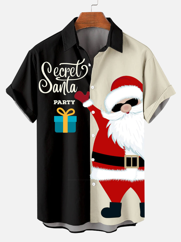 Christmas Secret Party Men's Short Sleeve Shirt Black / MMens short sleeve shirts Big and tall Mens shirts Short sleeve shirts for men Mens 4xl shirts Casual short sleeve shirts