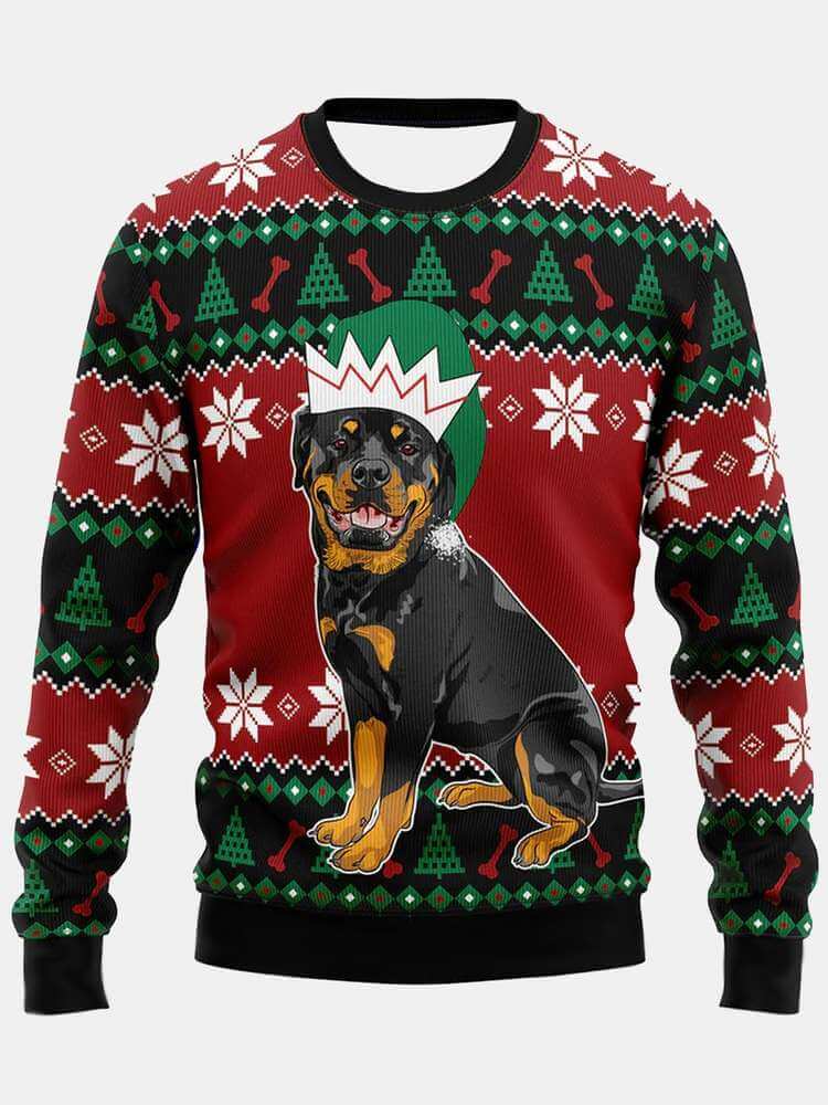 Christmas Happy Dog Men's Long Sleeve Sweatshirt Red / MMens short sleeve shirts Big and tall Mens shirts Short sleeve shirts for men Mens 4xl shirts Casual short sleeve shirts