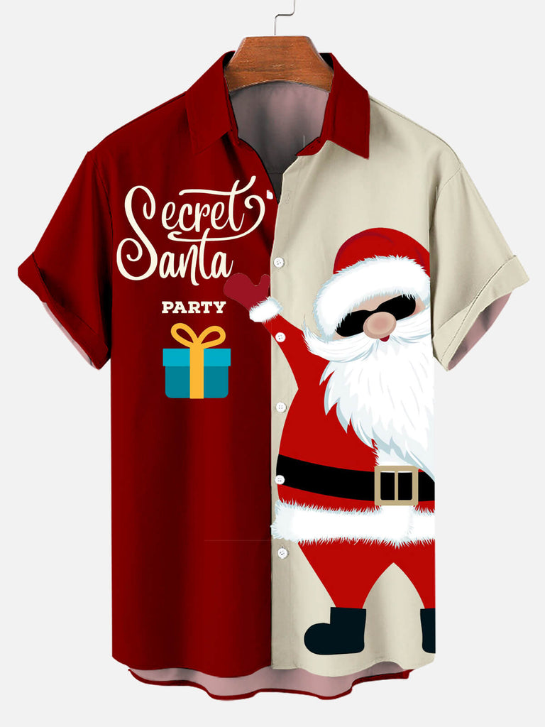 Christmas Secret Party Men's Short Sleeve Shirt Red / MMens short sleeve shirts Big and tall Mens shirts Short sleeve shirts for men Mens 4xl shirts Casual short sleeve shirts