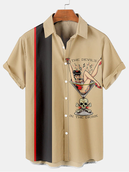 Devil In The Drink Men's Casual Short-Sleeve Shirt Khaki / M