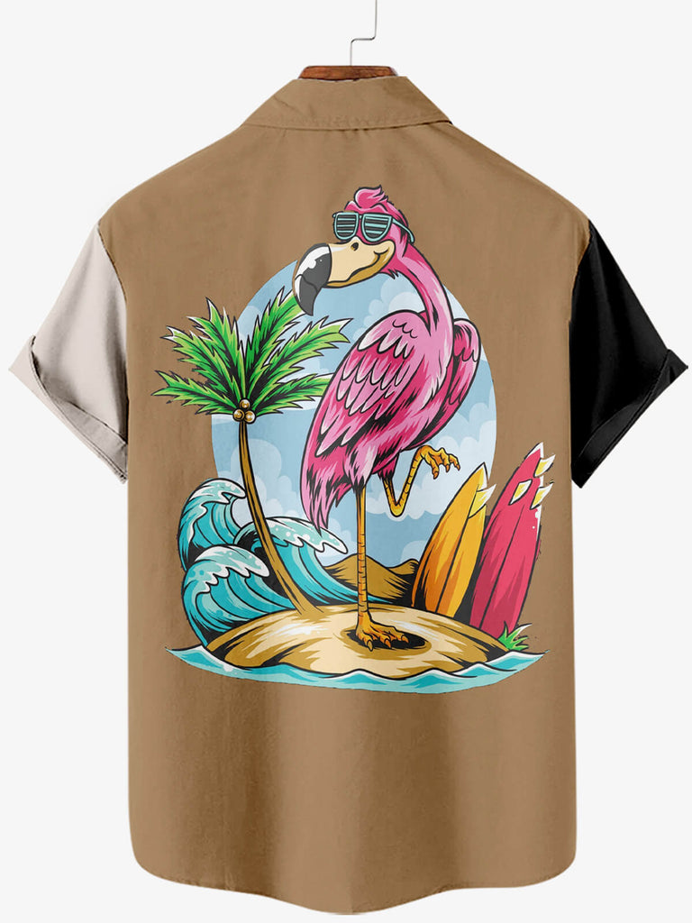 Hawaii Flamingo On Holiday Men's Short Sleeve ShirtMens short sleeve shirts Big and tall Mens shirts Short sleeve shirts for men Mens 4xl shirts Casual short sleeve shirts