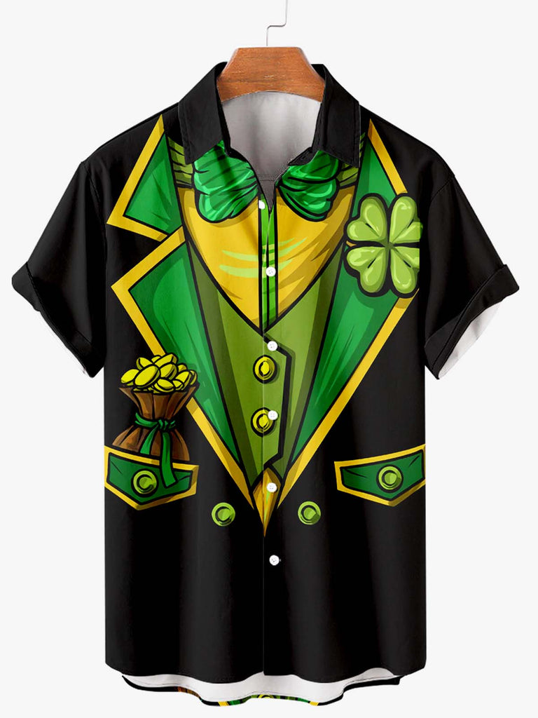 Happy St. Patrick's Day Men's Short Sleeve Shirt Black / MMens short sleeve shirts Big and tall Mens shirts Short sleeve shirts for men Mens 4xl shirts Casual short sleeve shirts