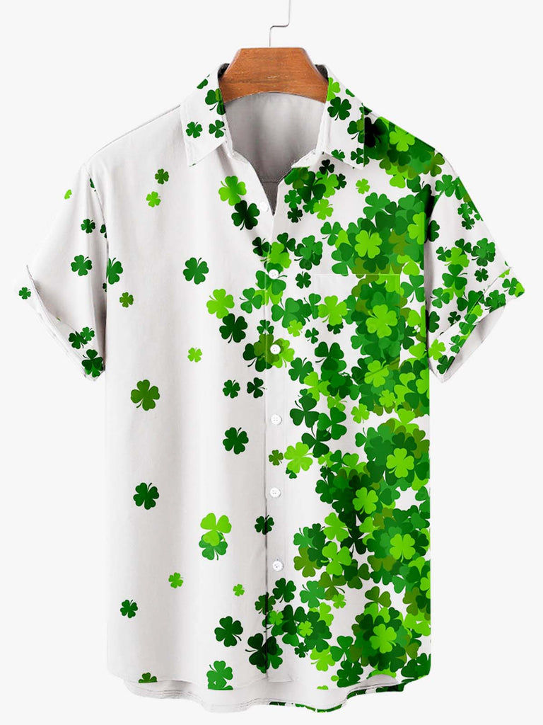 St. Patrick's Day Shamrock Men's Short Sleeve Shirt Green / MMens short sleeve shirts Big and tall Mens shirts Short sleeve shirts for men Mens 4xl shirts Casual short sleeve shirts