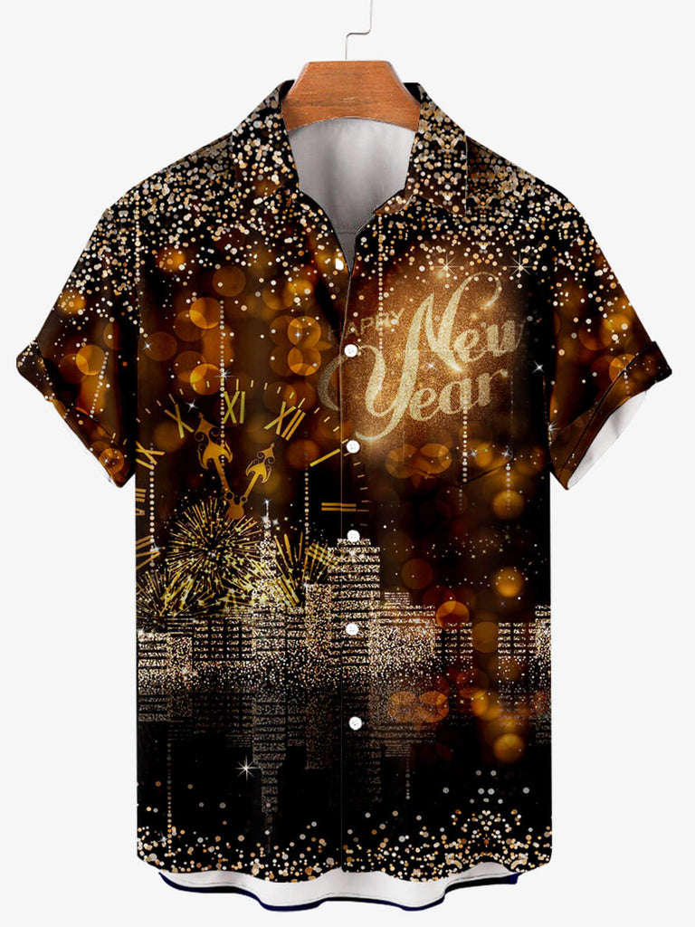 New Year 2023 Men's Short Sleeve Shirt Gold / M