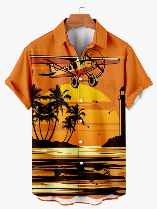 Hawaii Landscape Men's Short Sleeve Shirt Yellow / M