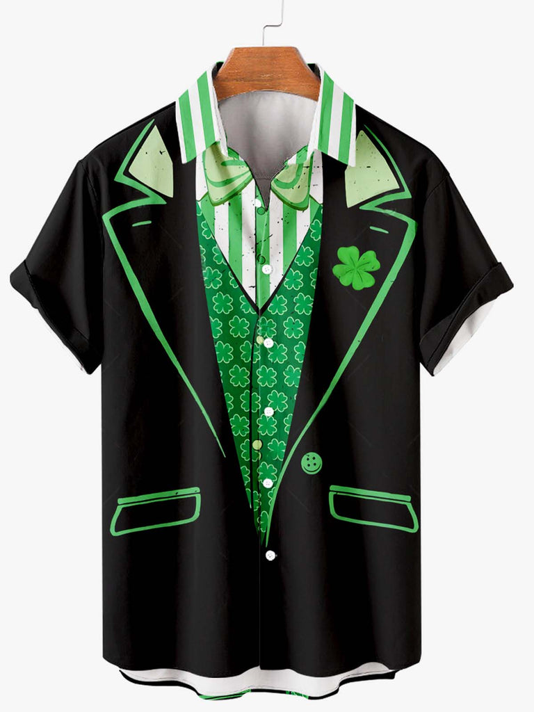 Happy St. Patrick's Day Men's Short Sleeve Shirt Black Stripe / MMens short sleeve shirts Big and tall Mens shirts Short sleeve shirts for men Mens 4xl shirts Casual short sleeve shirts