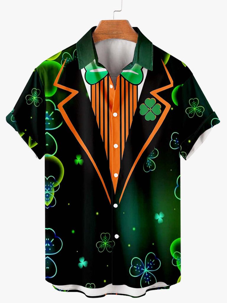 Happy St. Patrick's Day Men's Short Sleeve Shirt Black&Green / MMens short sleeve shirts Big and tall Mens shirts Short sleeve shirts for men Mens 4xl shirts Casual short sleeve shirts