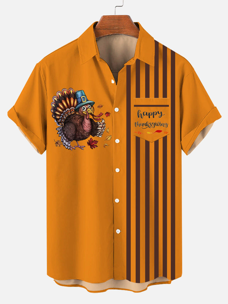 Thanksgiving Day Men's Short Sleeve Shirt Orange / MMens short sleeve shirts Big and tall Mens shirts Short sleeve shirts for men Mens 4xl shirts Casual short sleeve shirts