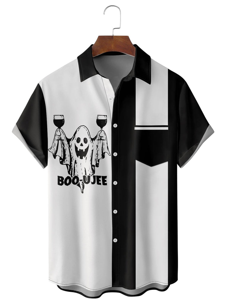 Halloween Boo-Ujee Men's Casual Short-Sleeve Shirt Black / M