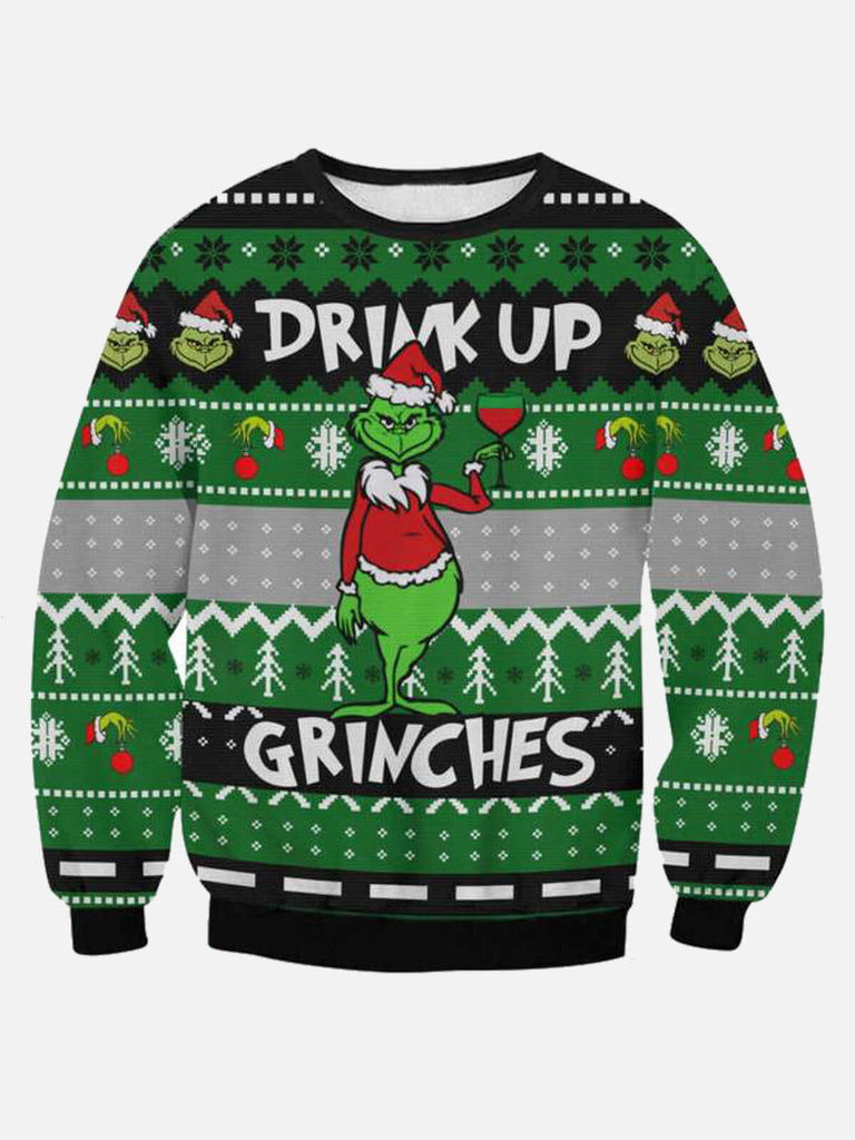 Drink Up GRinches Men's Long Sleeve Sweatshirt Green / MMens short sleeve shirts Big and tall Mens shirts Short sleeve shirts for men Mens 4xl shirts Casual short sleeve shirts