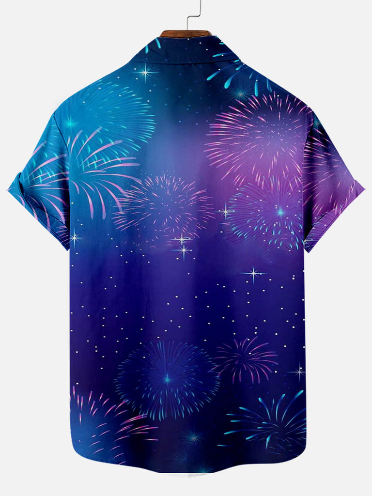 Happy New Year Firework Men's Short Sleeve Shirt