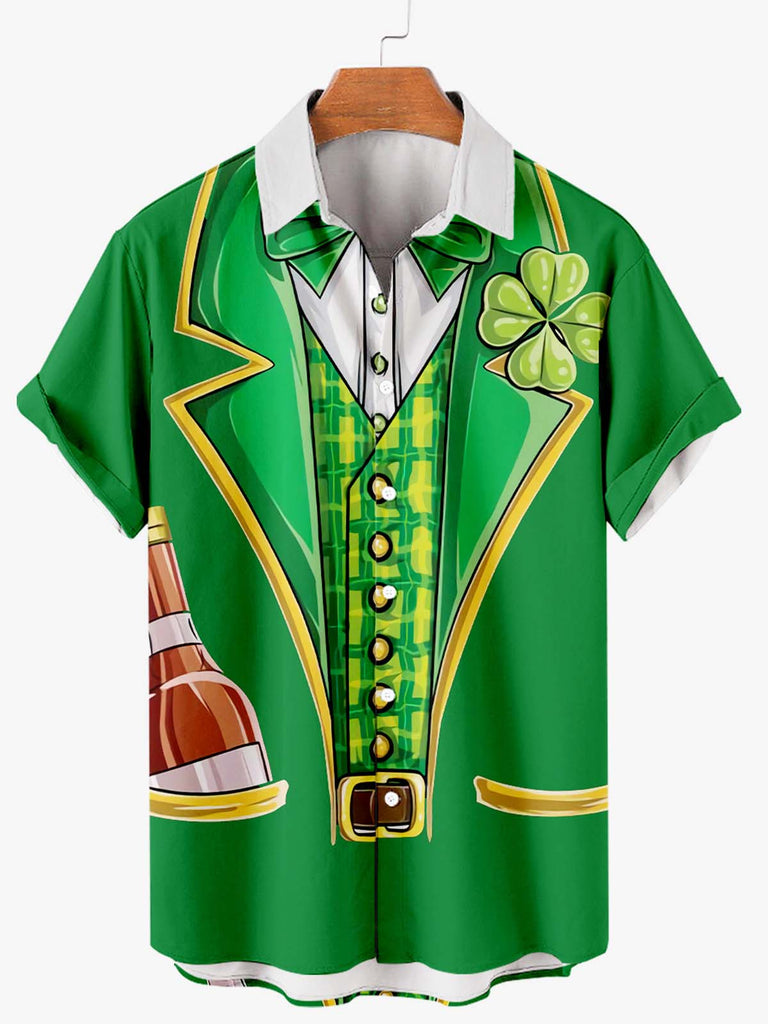 Happy St. Patrick's Day Men's Short Sleeve Shirt Green / MMens short sleeve shirts Big and tall Mens shirts Short sleeve shirts for men Mens 4xl shirts Casual short sleeve shirts