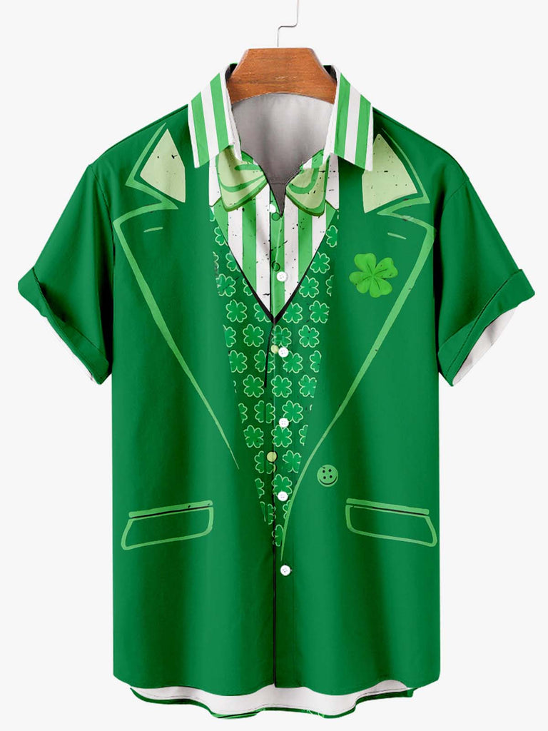 Happy St. Patrick's Day Men's Short Sleeve Shirt Green Stripe / MMens short sleeve shirts Big and tall Mens shirts Short sleeve shirts for men Mens 4xl shirts Casual short sleeve shirts