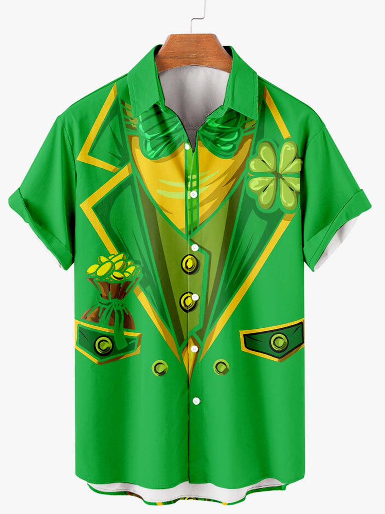 Happy St. Patrick's Day Men's Short Sleeve Shirt Grass Green / MMens short sleeve shirts Big and tall Mens shirts Short sleeve shirts for men Mens 4xl shirts Casual short sleeve shirts