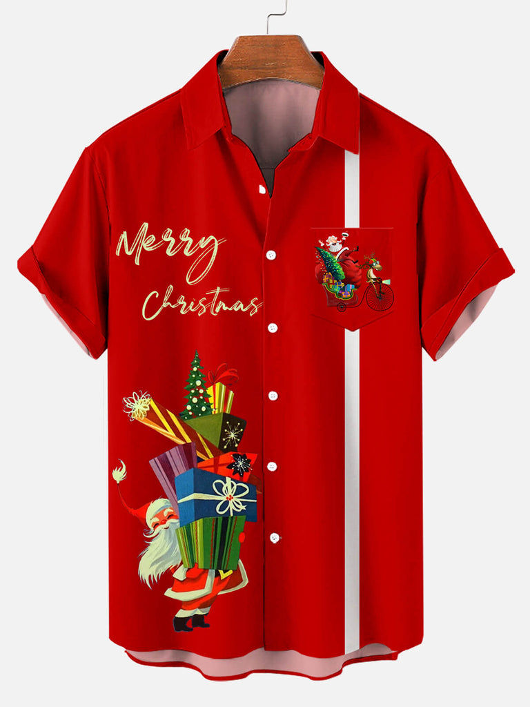 Merry Christmas Gift Men's Short Sleeve Shirt Red / MMens short sleeve shirts Big and tall Mens shirts Short sleeve shirts for men Mens 4xl shirts Casual short sleeve shirts