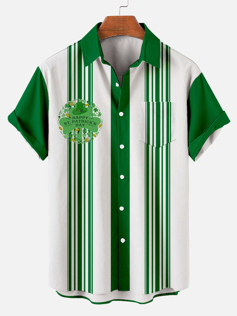 Happy St. Patrick's Day Men's Short Sleeve Shirt White / MMens short sleeve shirts Big and tall Mens shirts Short sleeve shirts for men Mens 4xl shirts Casual short sleeve shirts