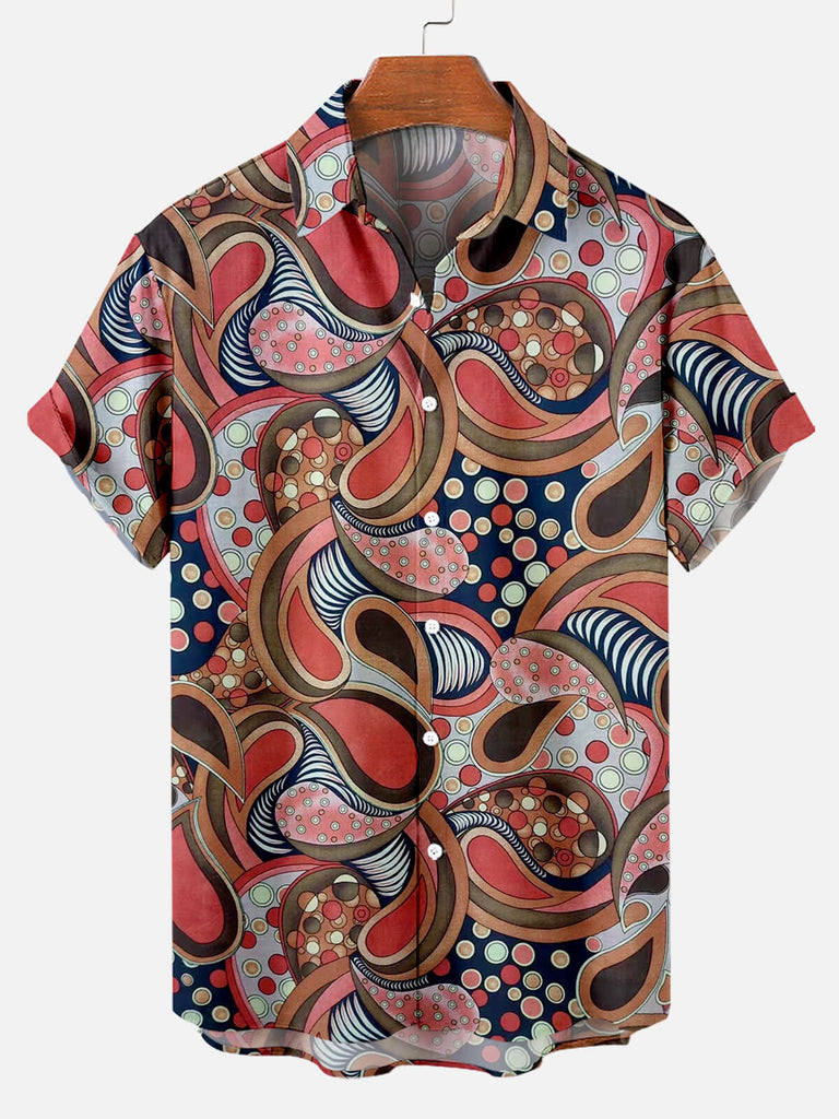 Retro Ethnic Pattern Men's Short Sleeve Tops Red / MMens short sleeve shirts Big and tall Mens shirts Short sleeve shirts for men Mens 4xl shirts Casual short sleeve shirts