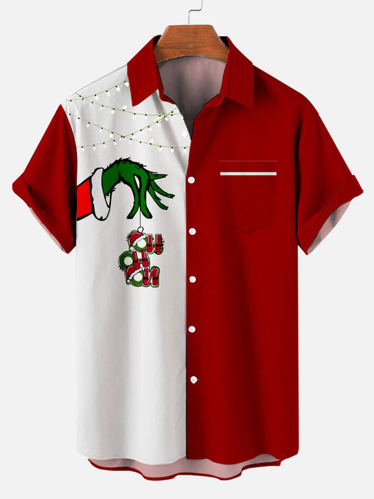 Christmas Monster Men's Short Sleeve Shirt Red / M