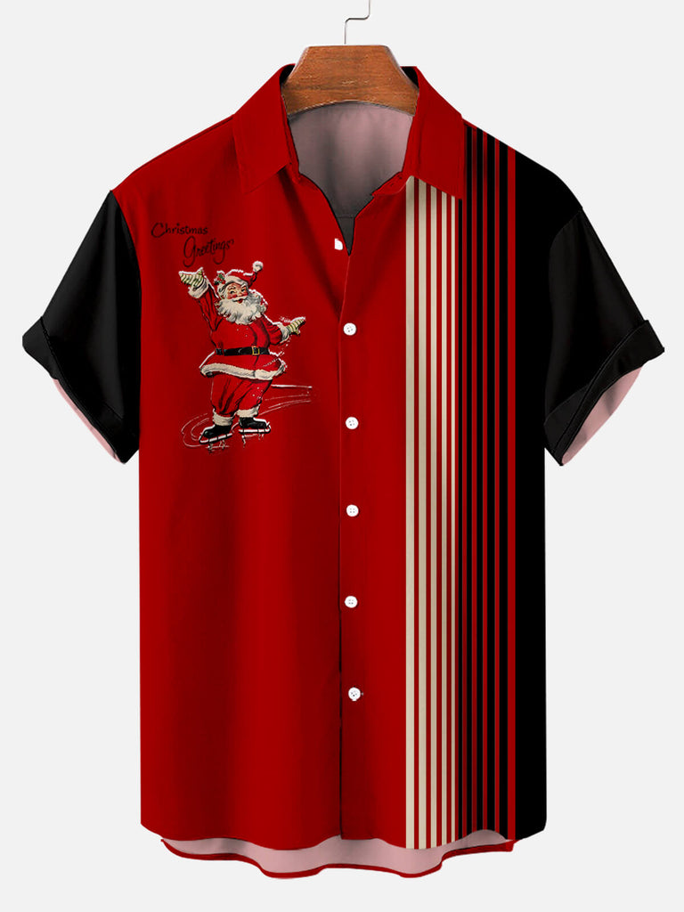 Christmas Greeting Santa Men's Short Sleeve Shirt Red / MMens short sleeve shirts Big and tall Mens shirts Short sleeve shirts for men Mens 4xl shirts Casual short sleeve shirts