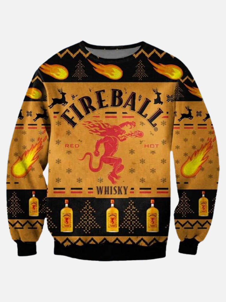 Fireball Whisky Men's Long Sleeve Sweatshirt Yellow / MMens short sleeve shirts Big and tall Mens shirts Short sleeve shirts for men Mens 4xl shirts Casual short sleeve shirts