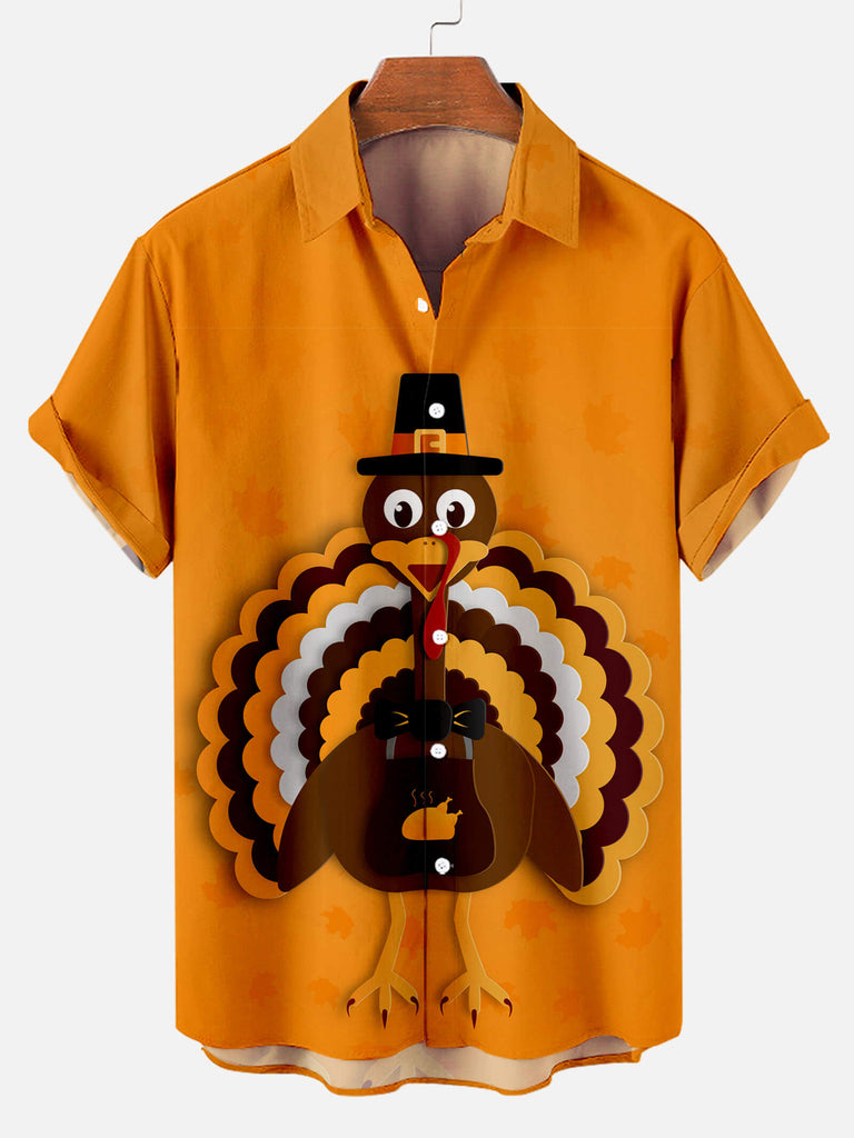 Thanksgiving Turkey Men's Short Sleeve Shirt Orange / M