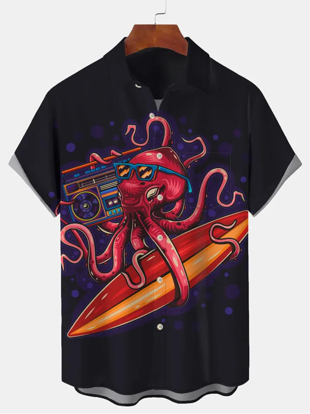 Octopus Short Sleeve ShirtMens short sleeve shirts Big and tall Mens shirts Short sleeve shirts for men Mens 4xl shirts Casual short sleeve shirts