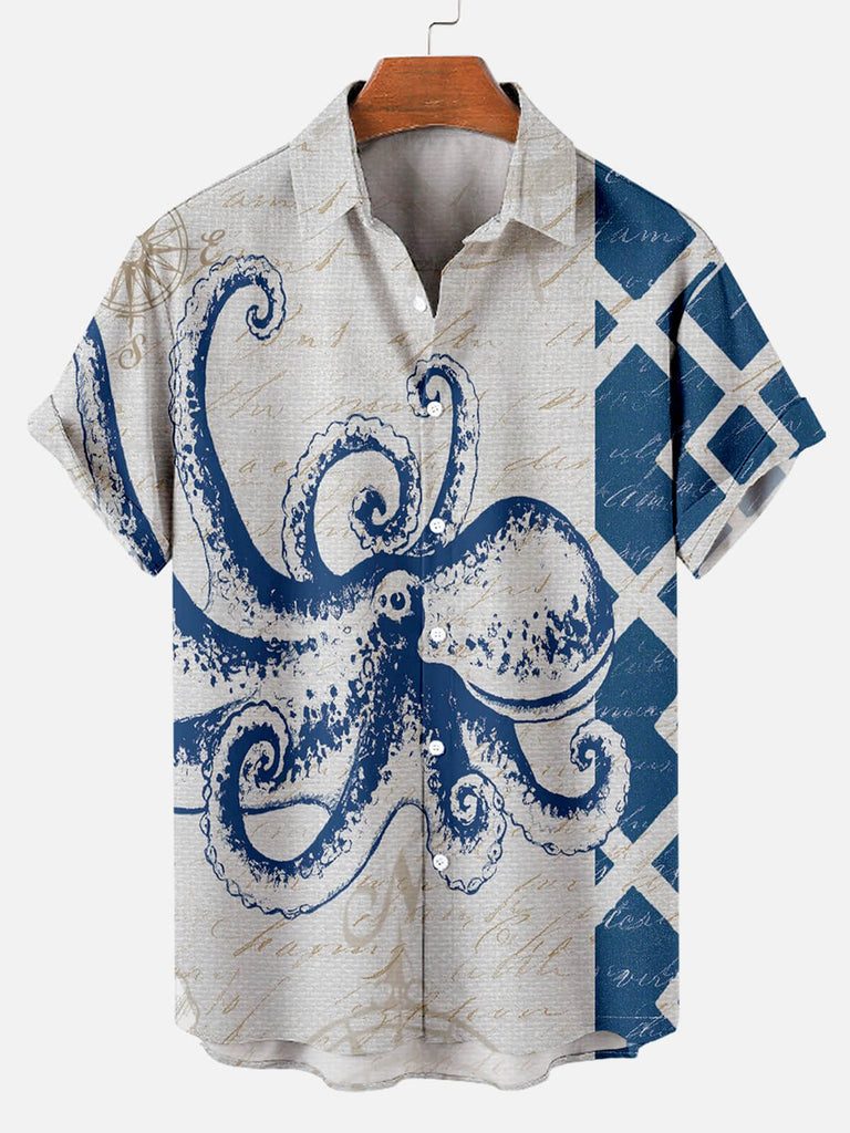 Cthulhu Octopus Pattern Men's Short Sleeve TopsMens short sleeve shirts Big and tall Mens shirts Short sleeve shirts for men Mens 4xl shirts Casual short sleeve shirts