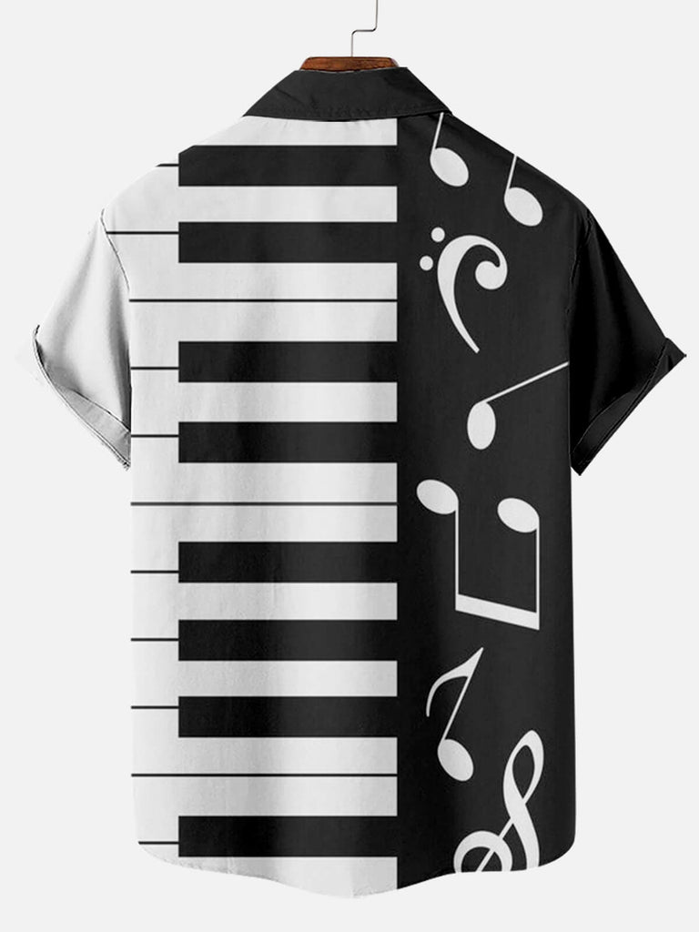 Black & White Piano Men's Short Sleeve TopsMens short sleeve shirts Big and tall Mens shirts Short sleeve shirts for men Mens 4xl shirts Casual short sleeve shirts