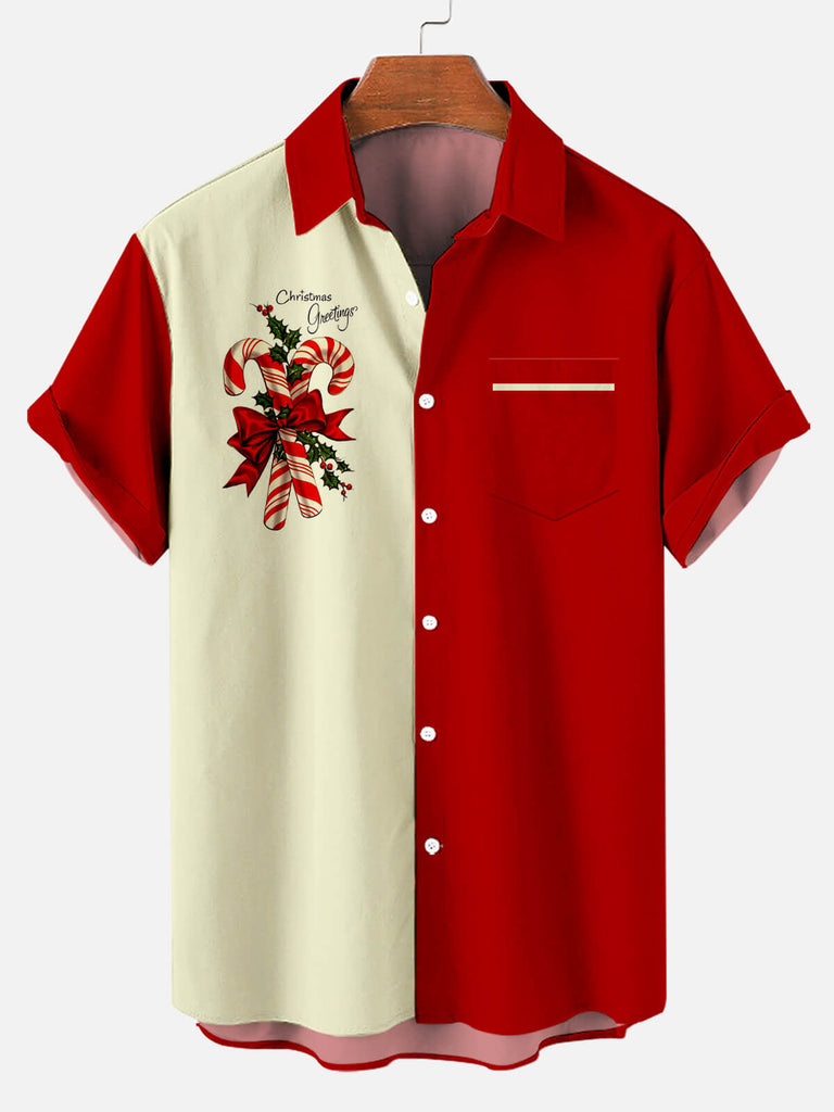 Christmas Greeting Men's Short Sleeve Shirt Red / MMens short sleeve shirts Big and tall Mens shirts Short sleeve shirts for men Mens 4xl shirts Casual short sleeve shirts