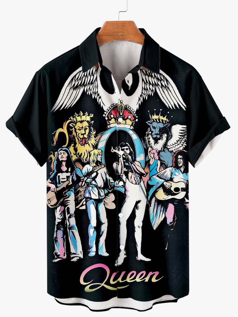 Queen Poster Print Men's Shirt Black / M