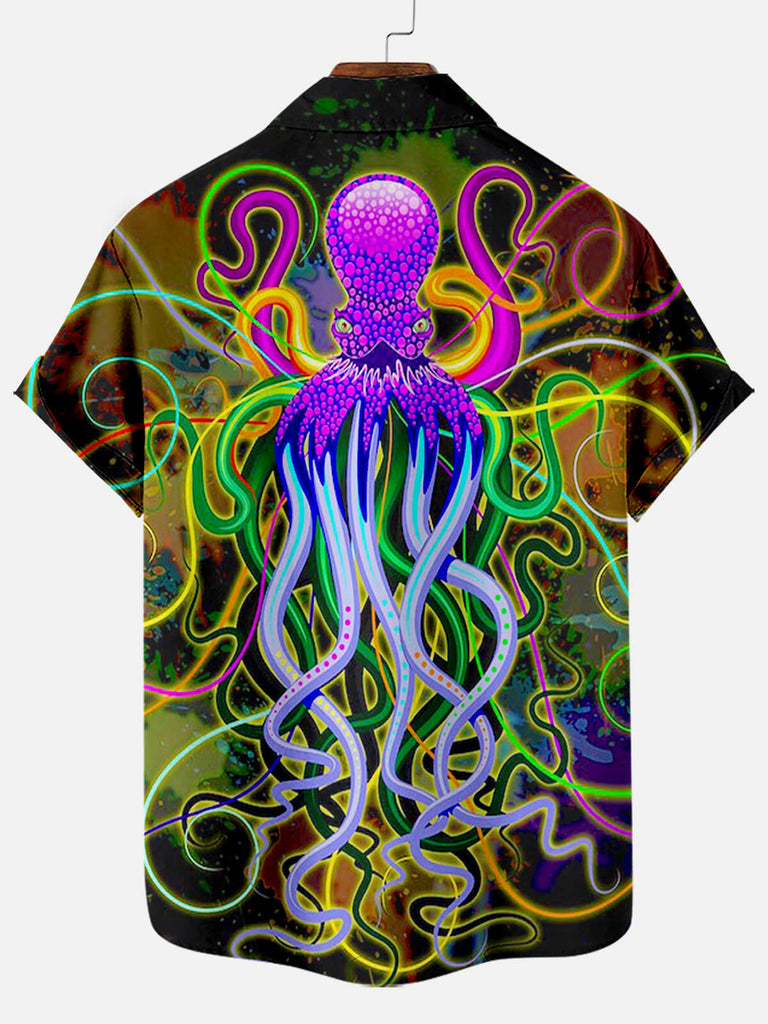 Cthulhu Octopus Pattern Men's Short Sleeve TopsMens short sleeve shirts Big and tall Mens shirts Short sleeve shirts for men Mens 4xl shirts Casual short sleeve shirts