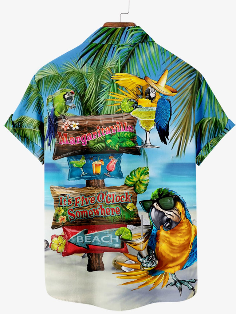 Seaside parrot leisure Men's Short Sleeve ShirtMens short sleeve shirts Big and tall Mens shirts Short sleeve shirts for men Mens 4xl shirts Casual short sleeve shirts