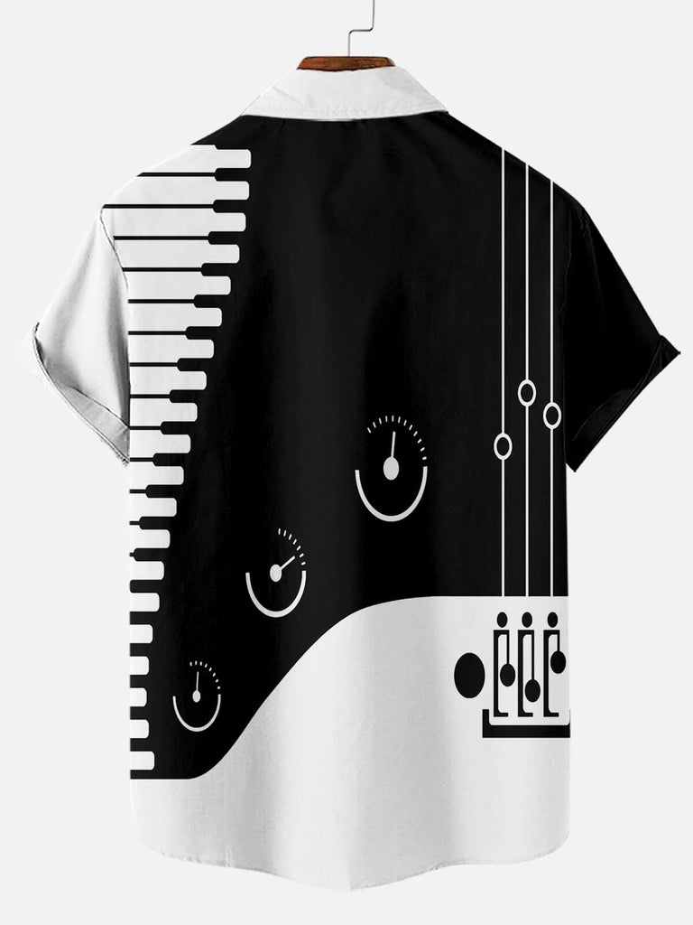 Black & White Music Men's Short Sleeve TopsMens short sleeve shirts Big and tall Mens shirts Short sleeve shirts for men Mens 4xl shirts Casual short sleeve shirts