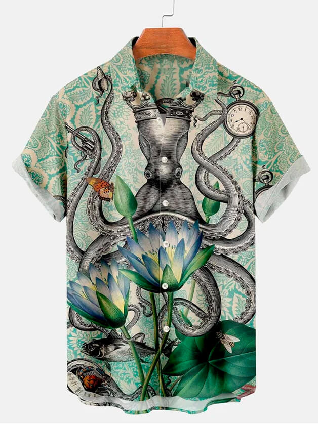 Octopus Short Sleeve ShirtMens short sleeve shirts Big and tall Mens shirts Short sleeve shirts for men Mens 4xl shirts Casual short sleeve shirts