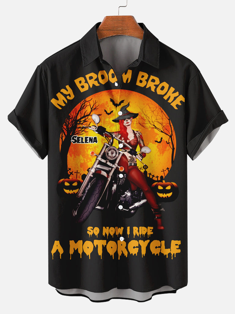 Halloween Motorcycle Men's Short Sleeve Shirt Black / M