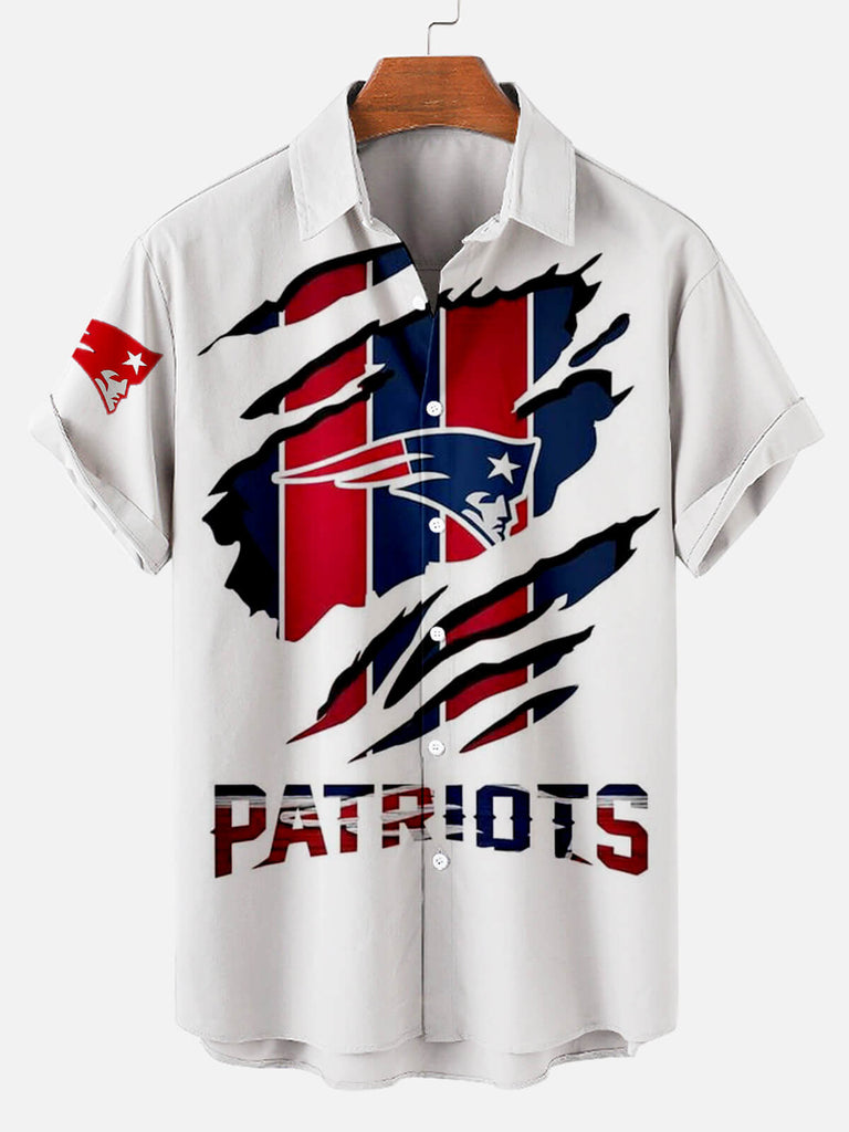 New England Patriots Scratches Men's Short Sleeve Shirt White / M